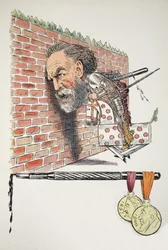 Een duwende Q, illustratie uit Het Struwwelpeter Alfabet, vers door Harold Begbie